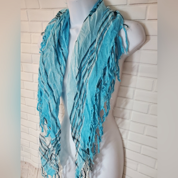 Plaid Sky Blue Neck Scarf - Picture 3 of 8